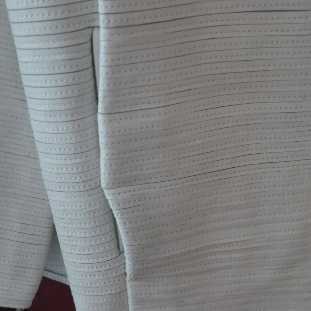 White Ribbed Leather Jacket - Picture 9 of 9